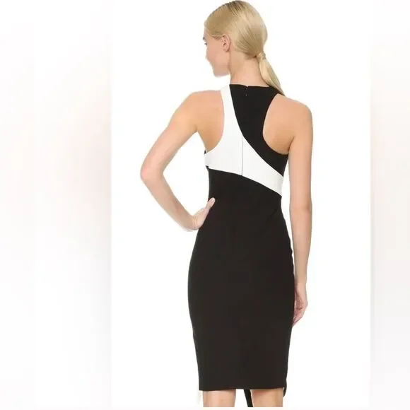 Elizabeth and James Shylen Asymmetrical Midi Dress in Black & White Sz 0 - Picture 2 of 15